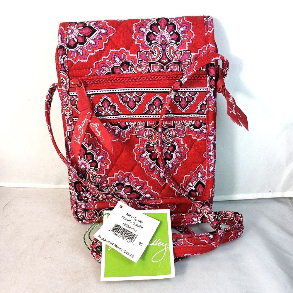 Retired Vera Bradley Frankly Scarlet Mini Hipster Crossbody Quilted Bag‎